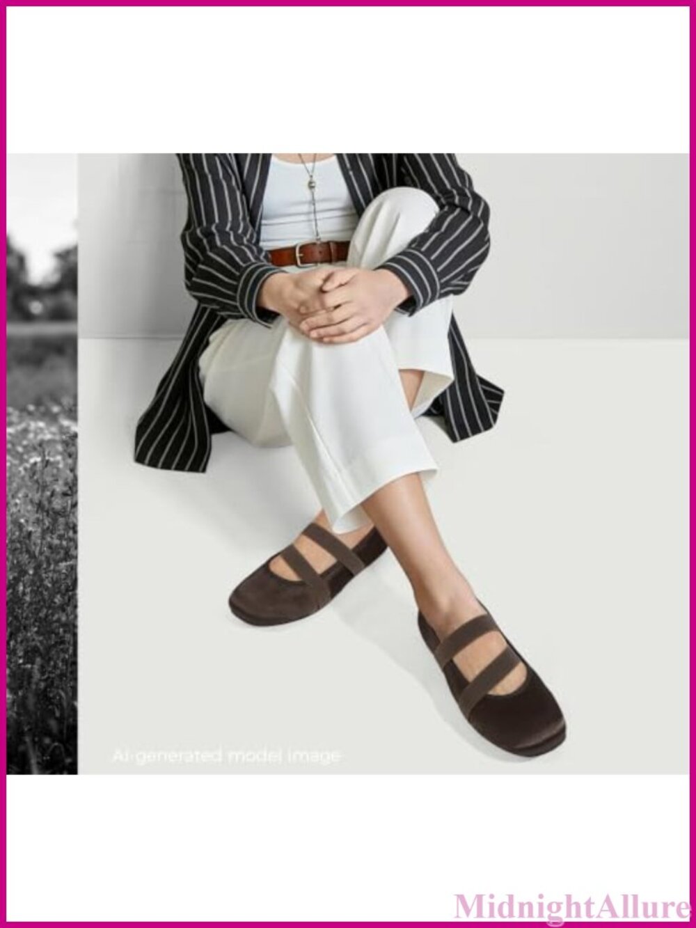 Mary Jane Flats Satin Elastic Strap Comfort Ballerina Shoes - Picture 6 of 6